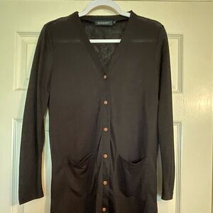 Black Long Buttoned Cardigan